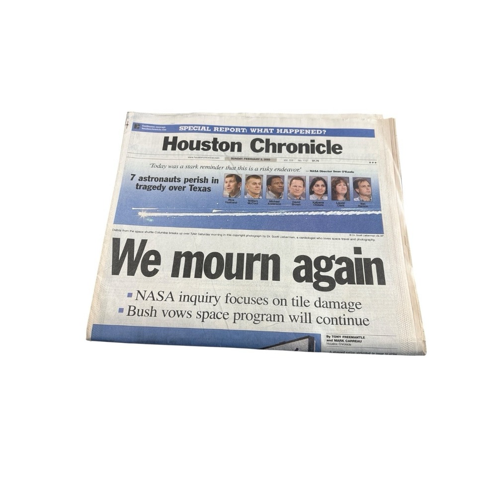 Feb 2 2003 Houston Chronicle We Mourn Again Columbia Shuttle Disaster